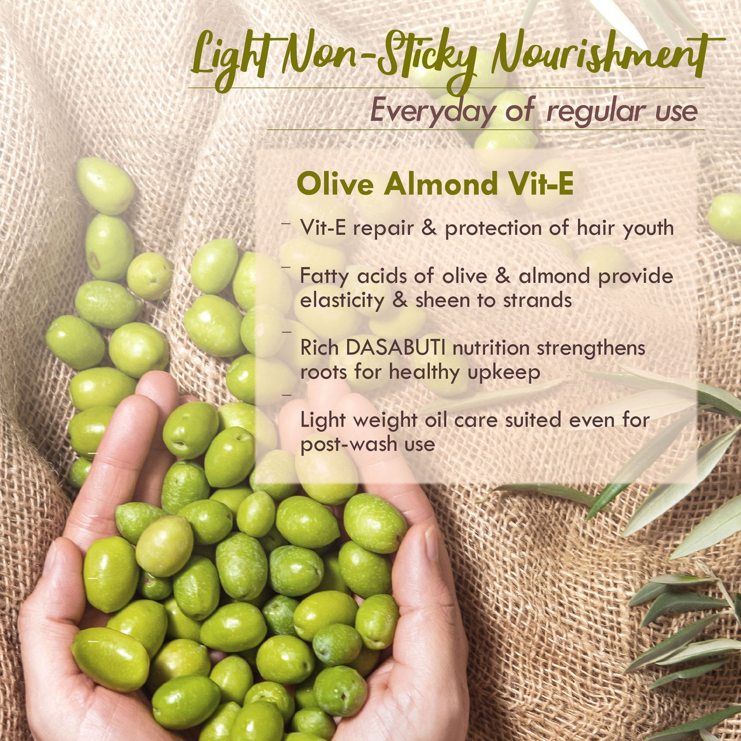 Nat Habit Olive Almond Vitamin E Light Hair Oil With Amla, Bhringraj, Methi, Vetiver & Sesame
