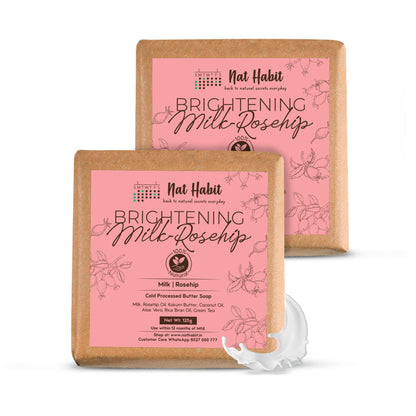 Nat Habit Cold Process Milk Rosehip Butter Bath Soap - Vit C For Skin Cleansing, Whitening &Handmade