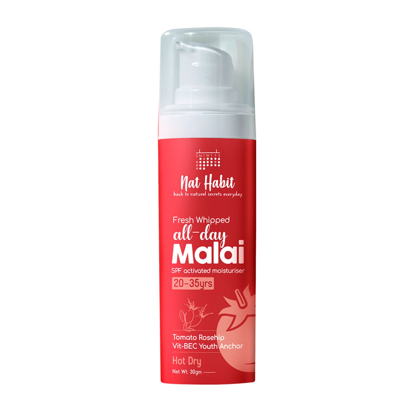 Nat Habit Tomato Rosehip Light Face Moisturizer For Glowing Skin, Non Sticky, Spf Activated Gel