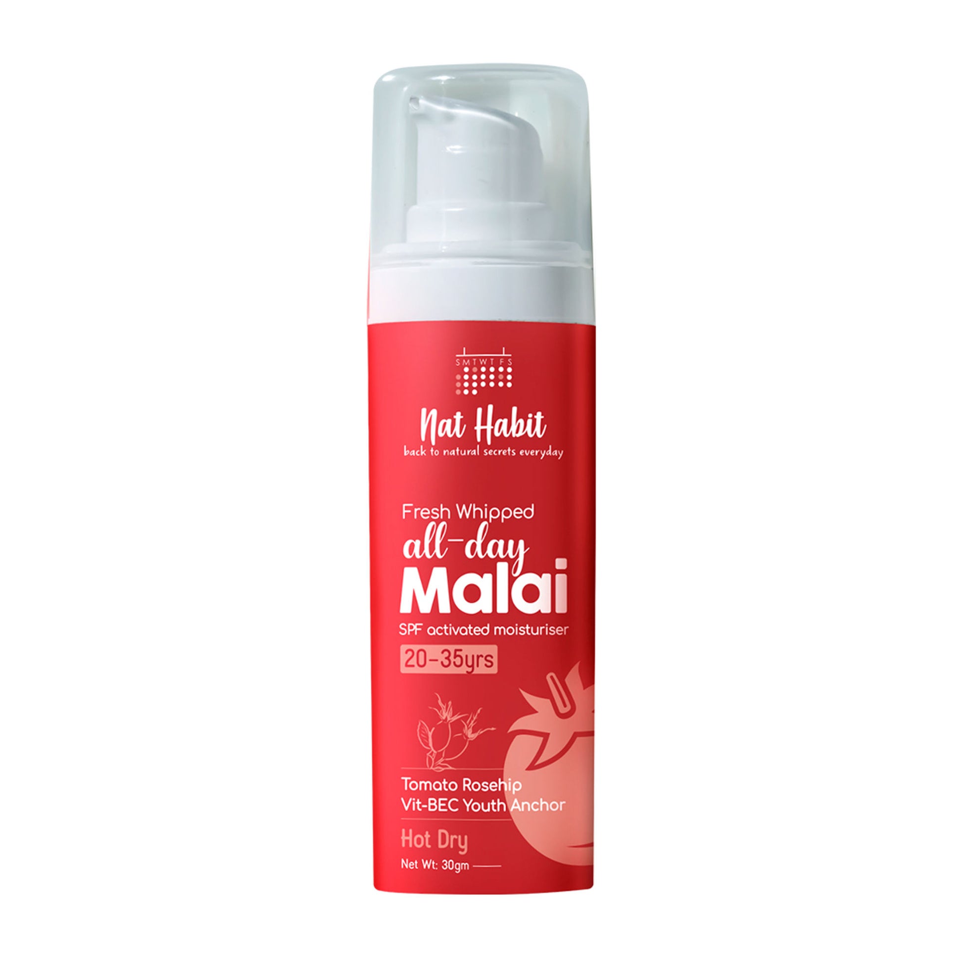 Nat Habit Tomato Rosehip Light Face Moisturizer For Glowing Skin, Non Sticky, Spf Activated Gel