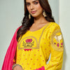 Dhiyona SN Women's Floral Embroidered Chanderi Cotton Straight Kurta With Trousers And Dupatta