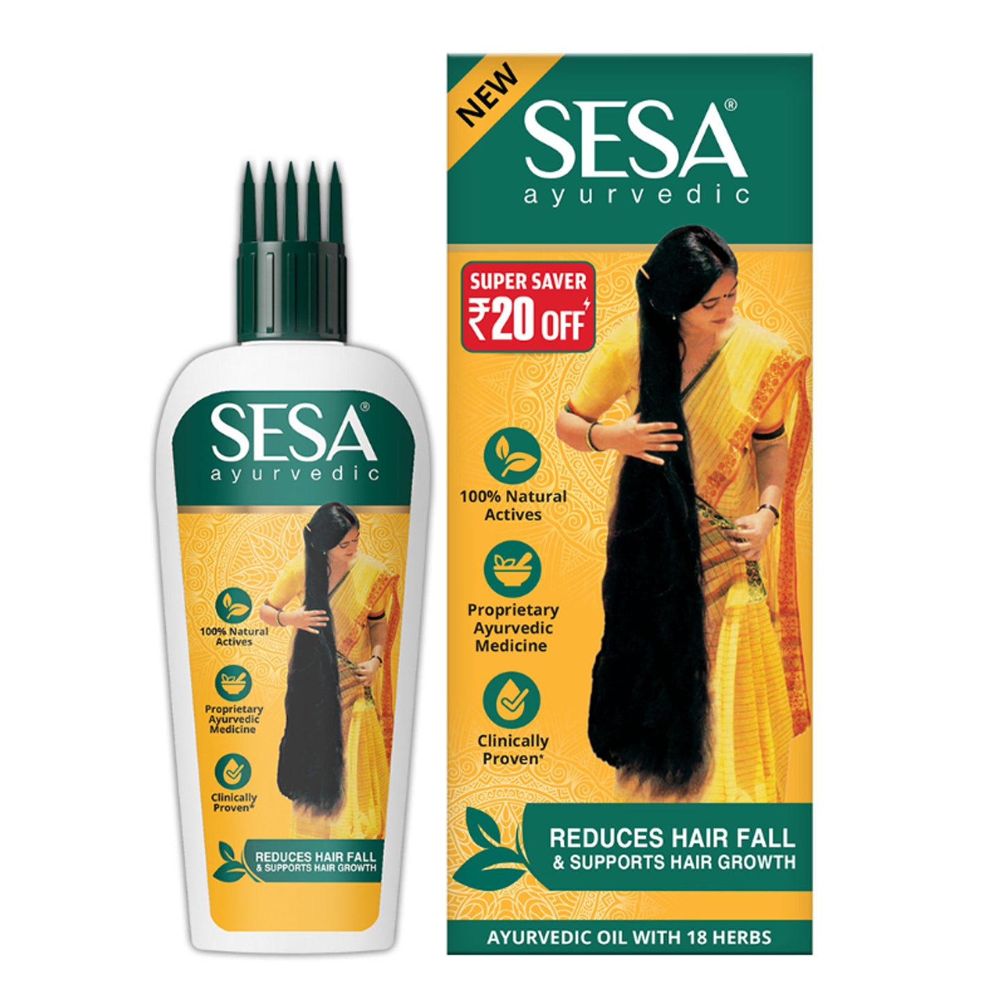 SESA Ayurvedic Hair Oil, 18 Herbs + 5 Oils, Kshir Pak Vidhi reduces Hair Fall & Supports Hair Growth