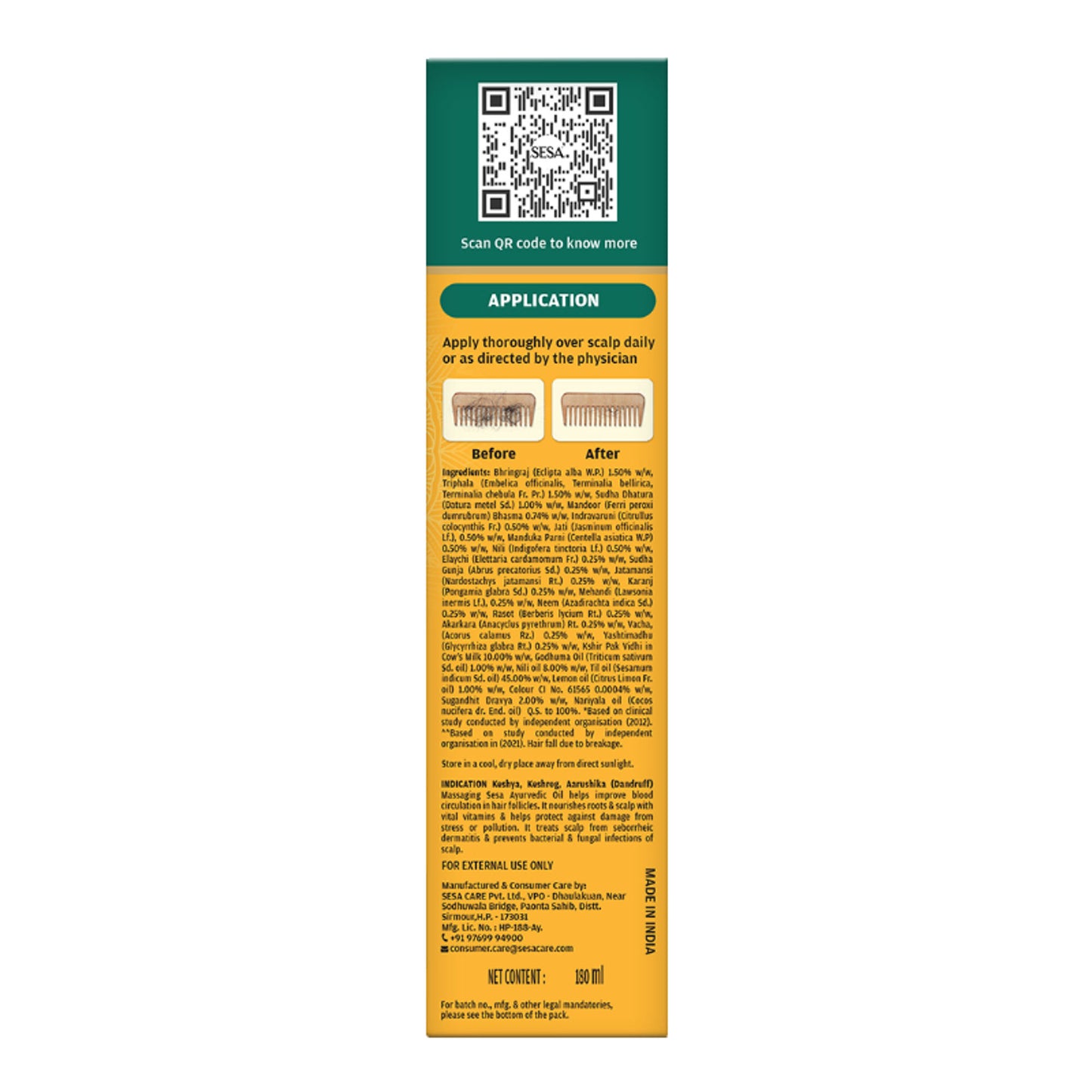 SESA Ayurvedic Hair Oil, 18 Herbs + 5 Oils, Kshir Pak Vidhi reduces Hair Fall & Supports Hair Growth