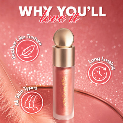 FASHION COLOUR Platinum Glow Shine Liquid High-Lighter in Copper Brown, showcasing its luminous liquid formula and warm metallic shade.