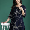 Dhiyona IE Floral Printed Mirror Work Kurta with Trousers