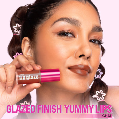 Nykaa Lip Glaze High Shine and Pigment Lip Gloss Oil Lip Glaze - Chai