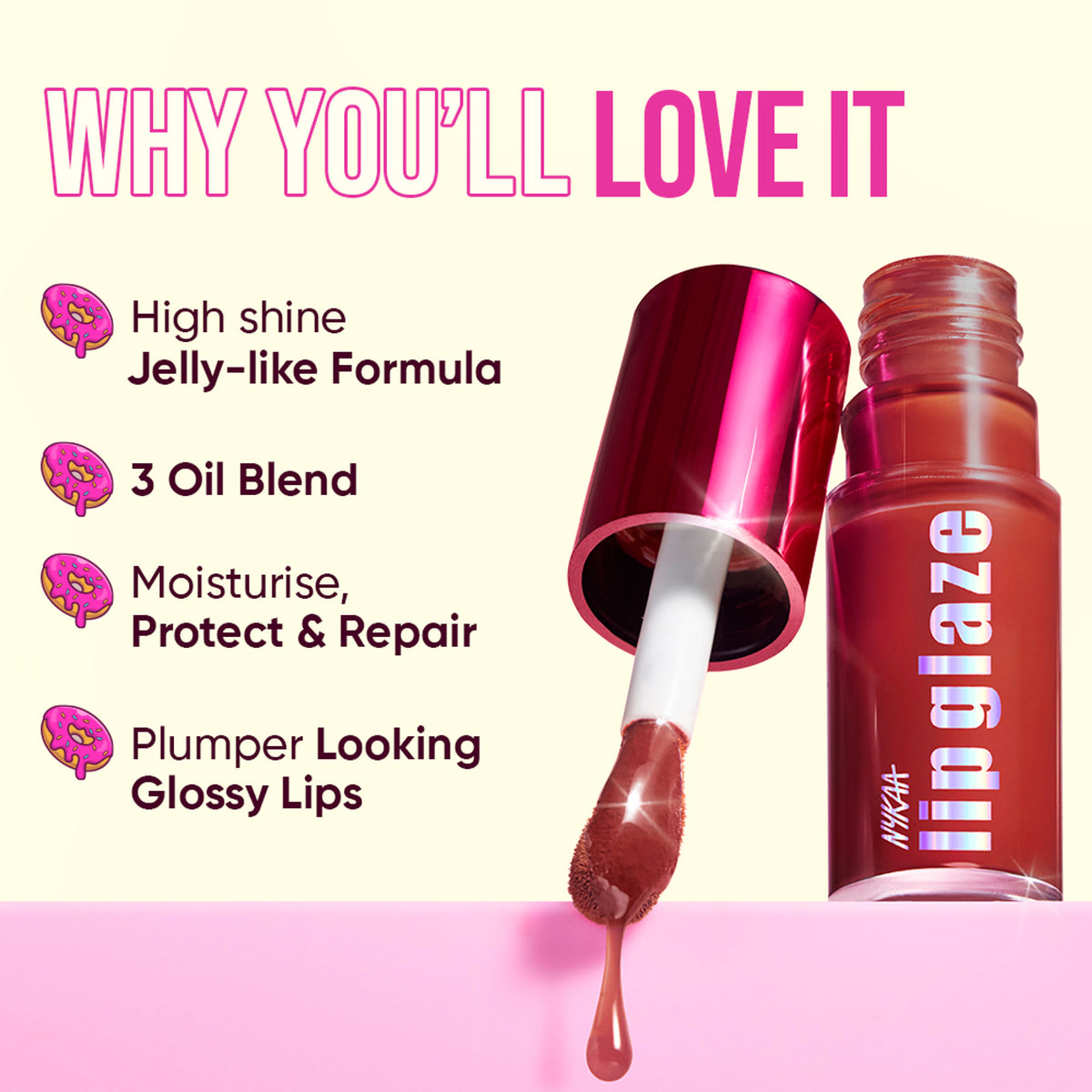 Nykaa Lip Glaze High Shine and Pigment Lip Gloss Oil Lip Glaze - Chai