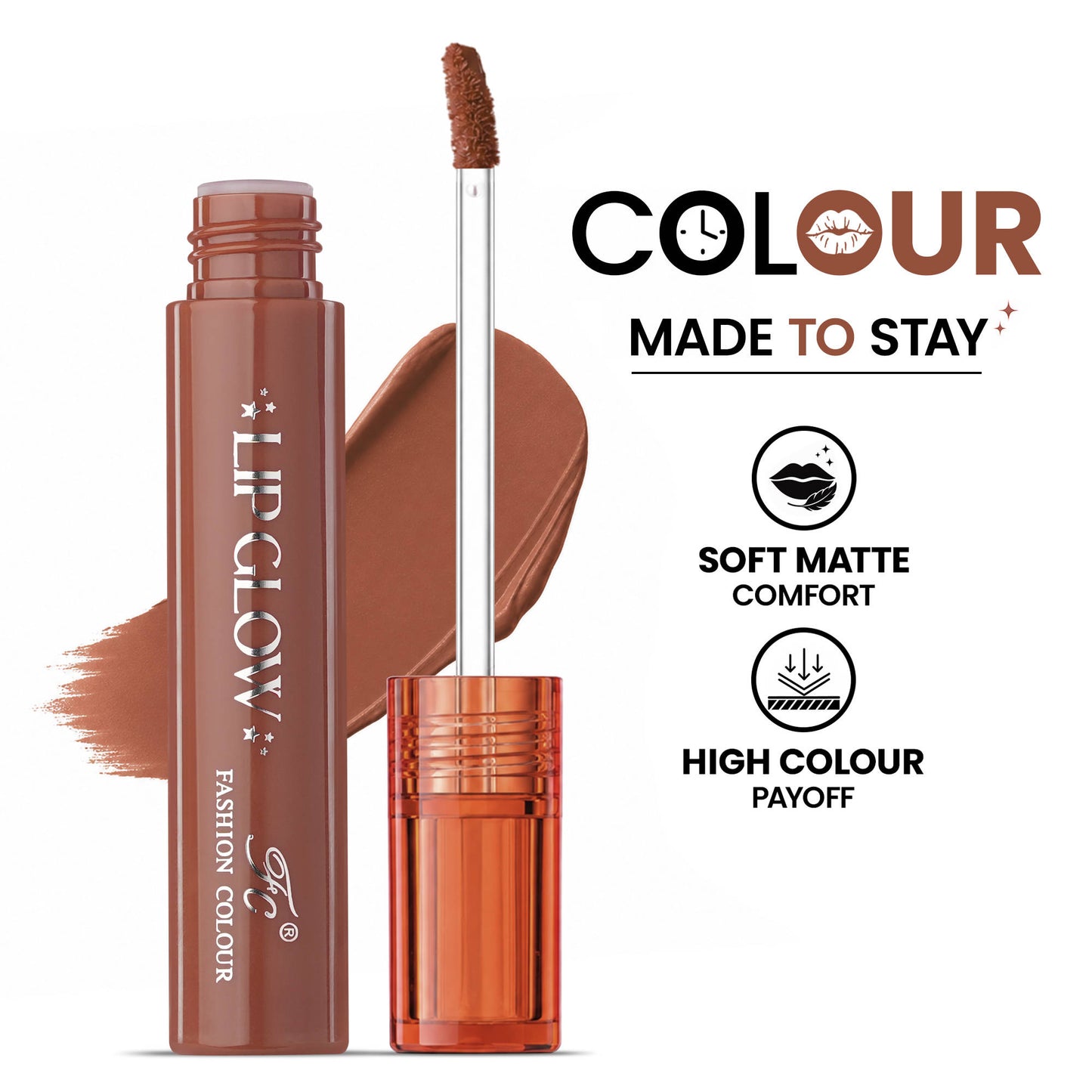 FASHION COLOUR Pretty Lip Glow Liquid Lipstick - Disruptive Brown