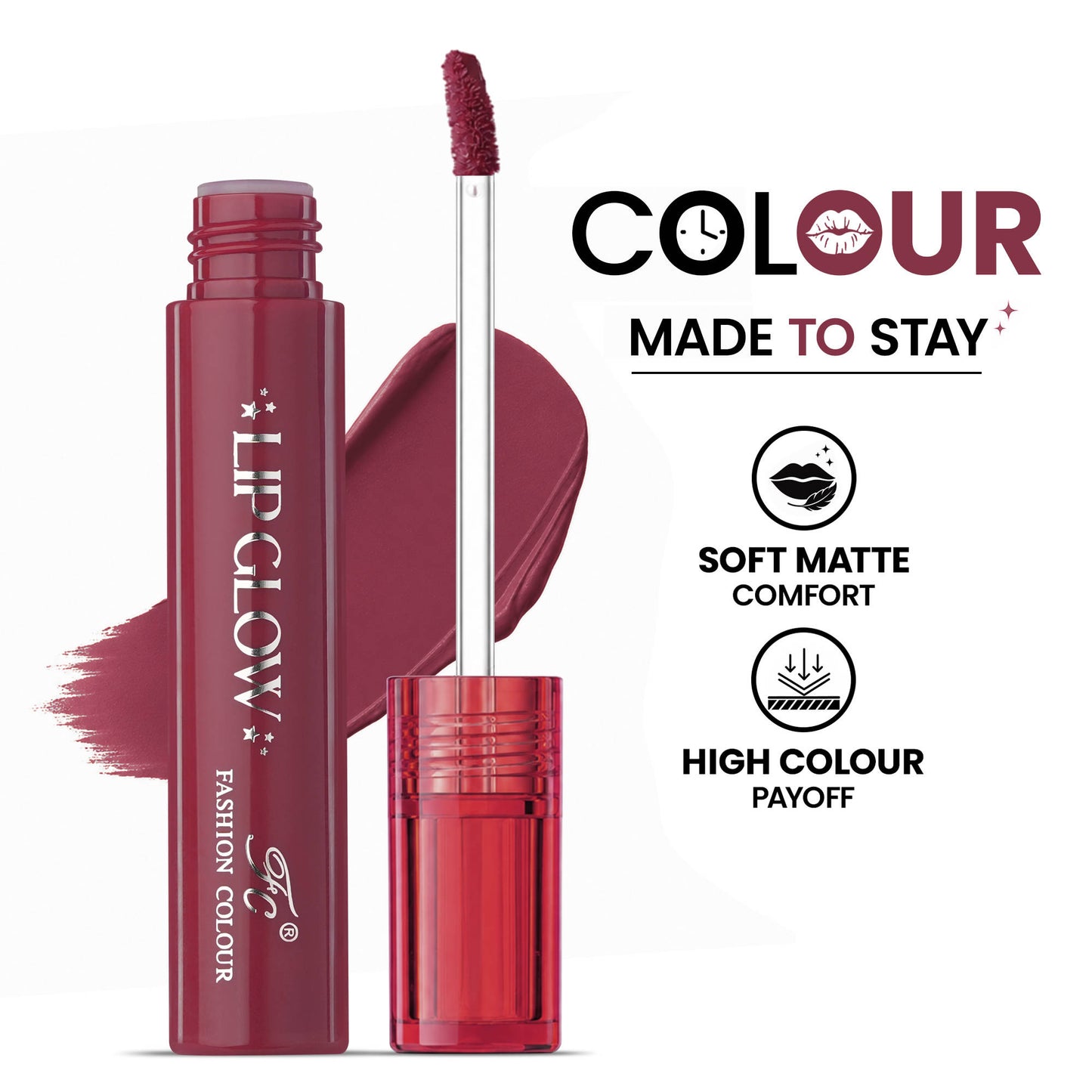 FASHION COLOUR Pretty Lip Glow Liquid Lipstick - Deep Plum