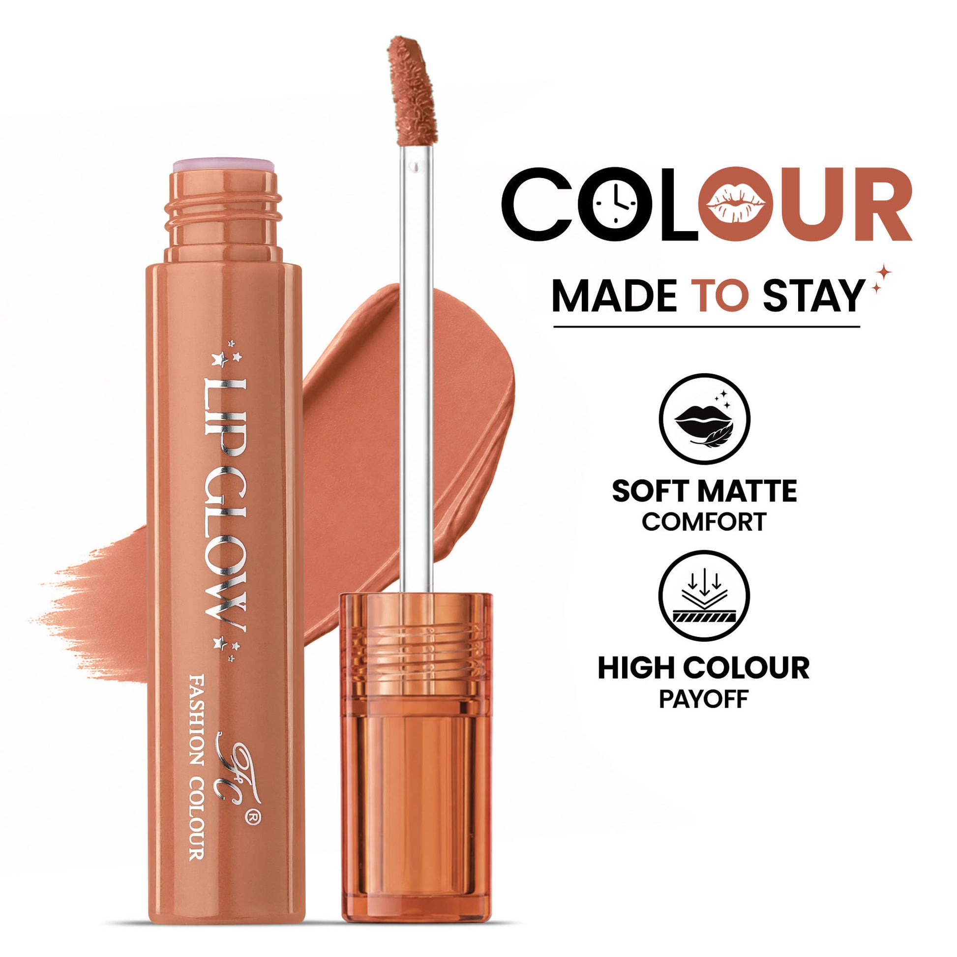 FASHION COLOUR Pretty Lip Glow Liquid Lipstick - Ripe Peach