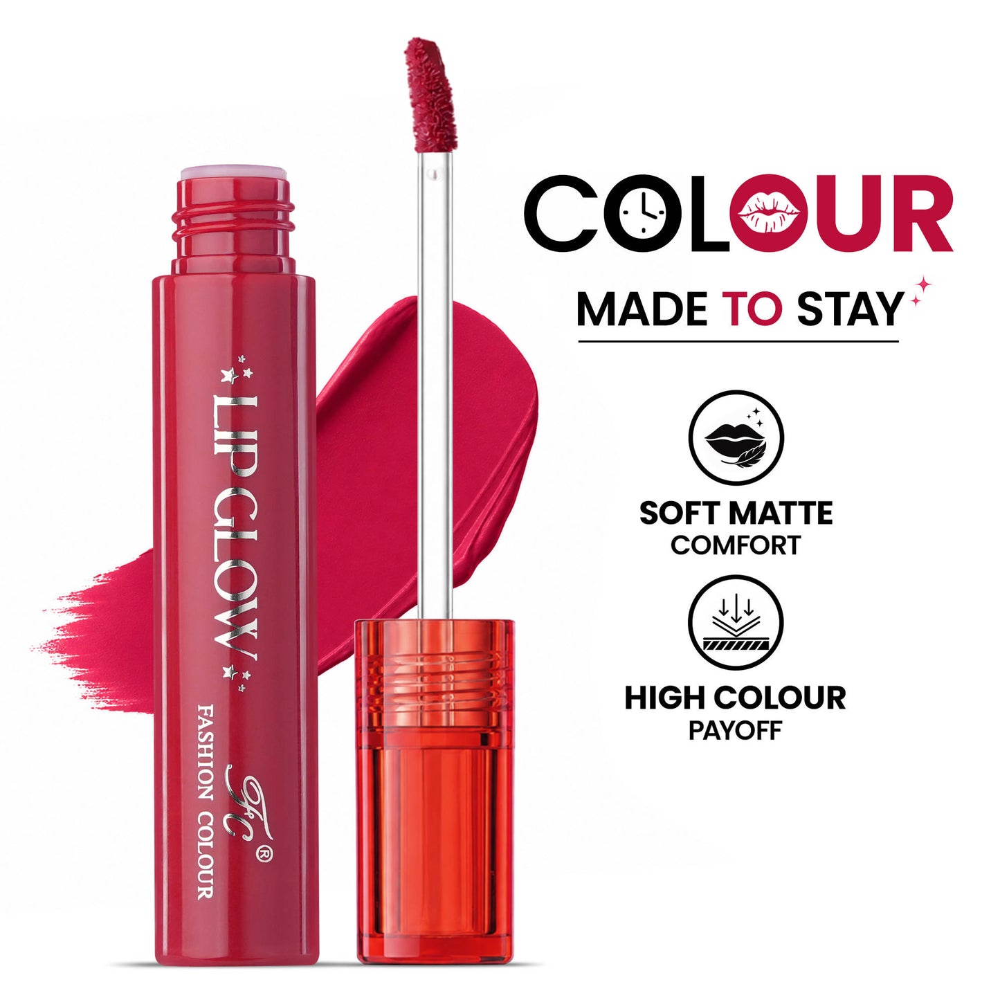 FASHION COLOUR Pretty Lip Glow Liquid Lipstick - Spicy Ruby
