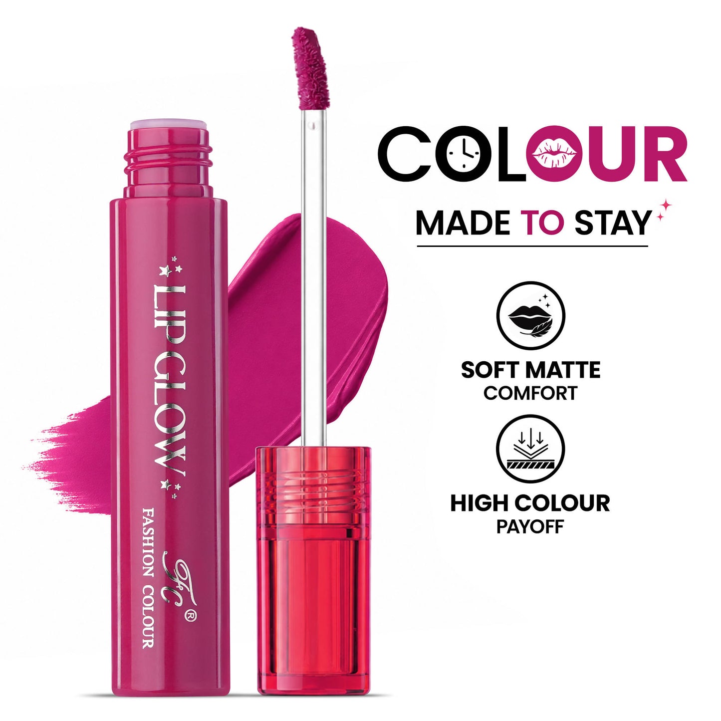 FASHION COLOUR Pretty Lip Glow Liquid Lipstick - Lavender