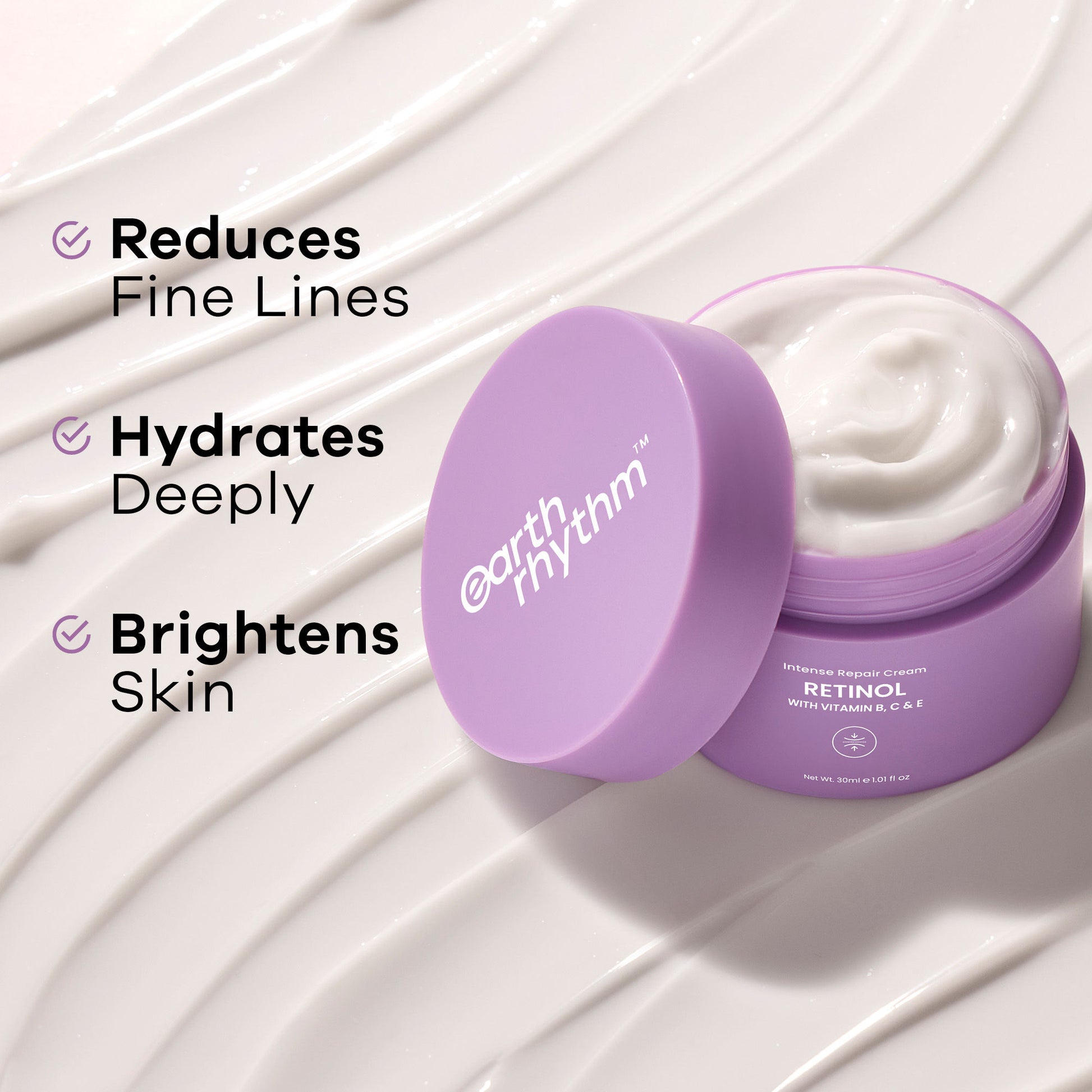 Earth Rhythm Retinol Intense Repair Night Cream, Firms Skin and Fades Premature Wrinkles