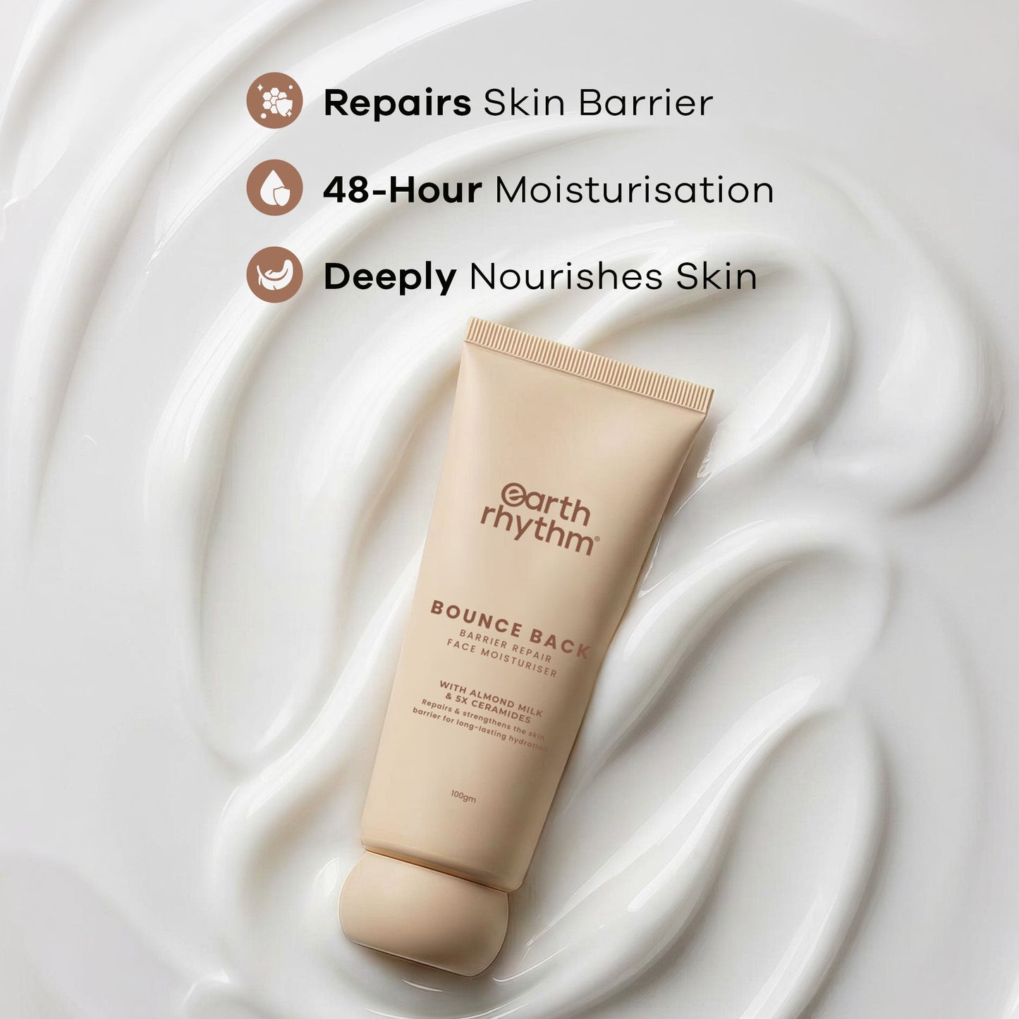 Earth Rhythm Bounce Back Barrier Repair Face Cream With Almond Milk & 5X Ceramides-48H Hydration