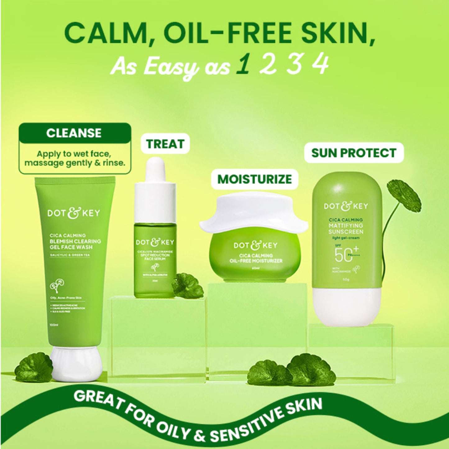 Dot & Key Cica Salicylic & Green Tea Facewash For Acne Prone Skin, Cleanses Pores & Excess Oil