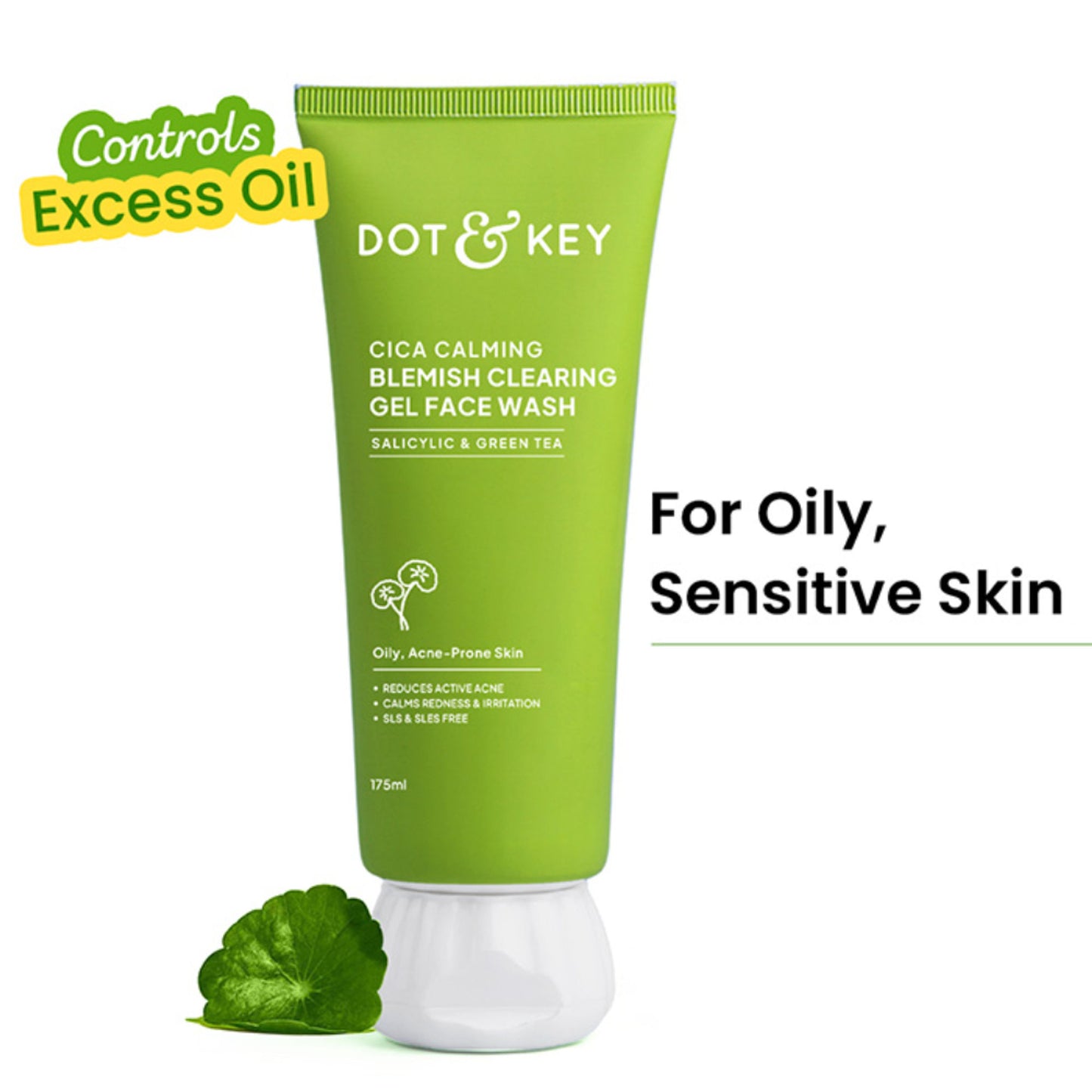 Dot & Key Cica Salicylic & Green Tea Facewash For Acne Prone Skin, Cleanses Pores & Excess Oil