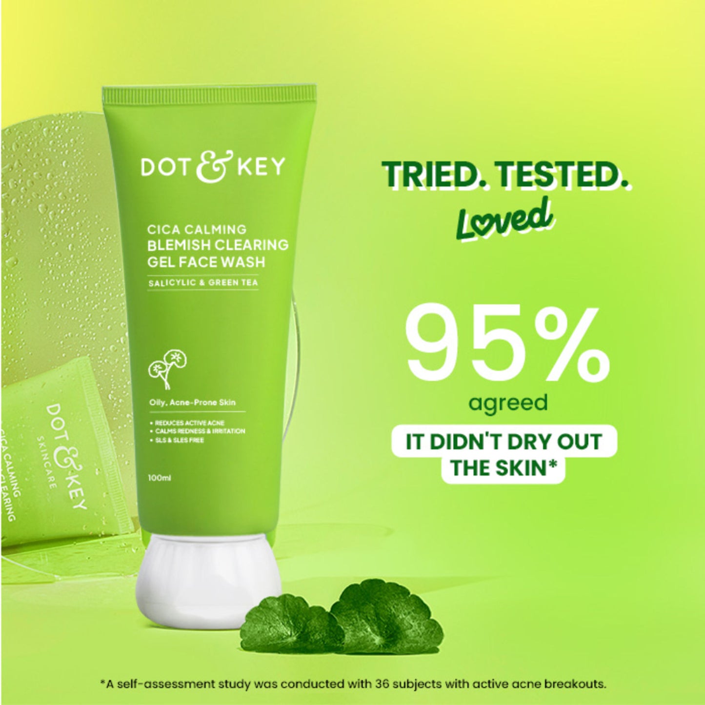 Dot & Key Cica Salicylic & Green Tea Facewash For Acne Prone Skin, Cleanses Pores & Excess Oil
