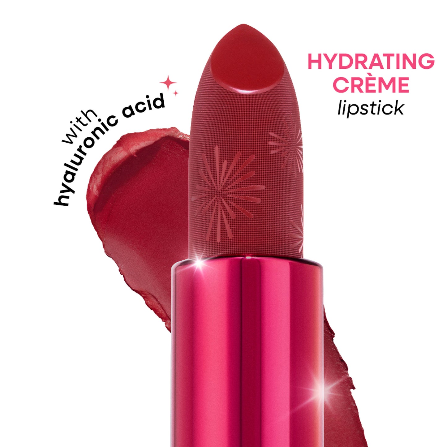 Nykaa Ultra Silk Hydrating Satin Serum Creme Glitter Lipstick with Hyaluronic Acid - Poppin