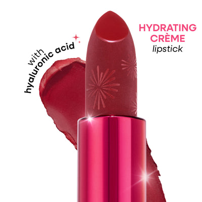 Nykaa Ultra Silk Hydrating Satin Serum Creme Glitter Lipstick with Hyaluronic Acid - Poppin