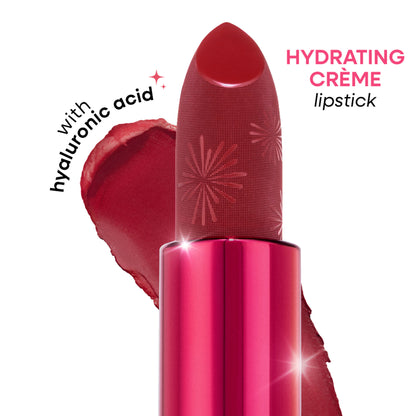 Nykaa Ultra Silk Hydrating Satin Serum Creme Glitter Lipstick with Hyaluronic Acid - Poppin