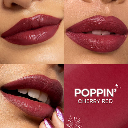 Nykaa Ultra Silk Hydrating Satin Serum Creme Glitter Lipstick with Hyaluronic Acid - Poppin