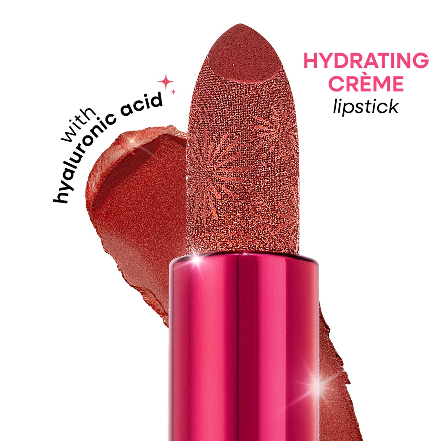 Nykaa Ultra Silk Hydrating Satin Serum Creme Glitter Lipstick with Hyaluronic Acid - Gleamin