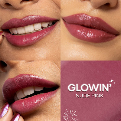 Nykaa Ultra Silk Hydrating Satin Serum Creme Glitter Lipstick with Hyaluronic Acid - Glowin
