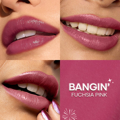 Nykaa Ultra Silk Hydrating Satin Serum Creme Glitter Lipstick with Hyaluronic Acid - Bangin