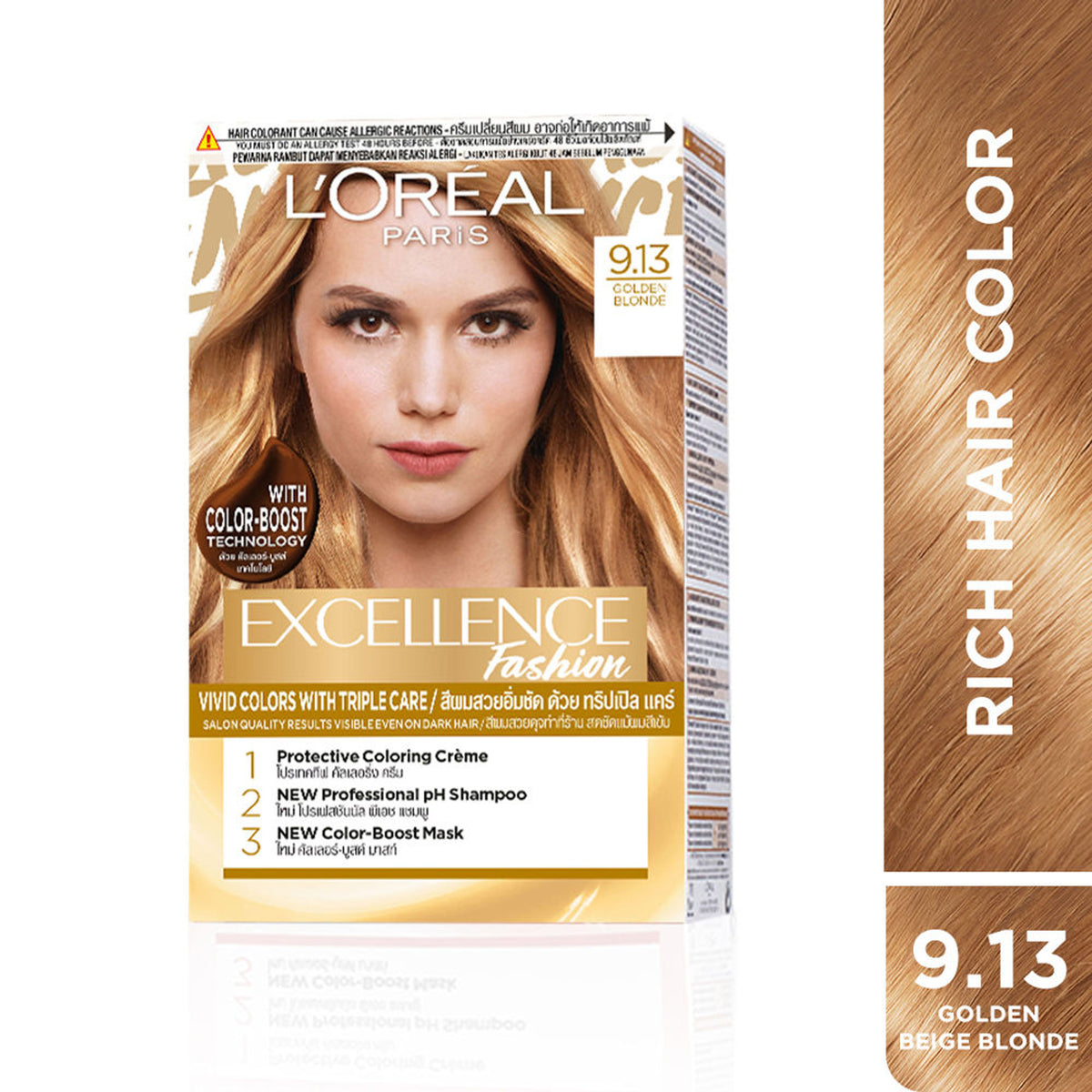L'Oreal Paris Excellence Fashion Hair Color - Shade 9.13 Golden Beige Blonde