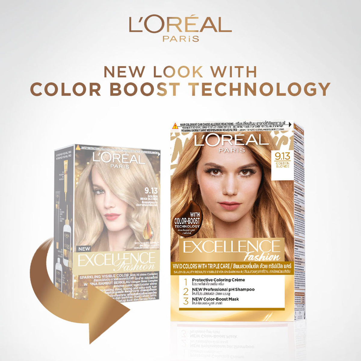 L'Oreal Paris Excellence Fashion Hair Color - Shade 9.13 Golden Beige Blonde