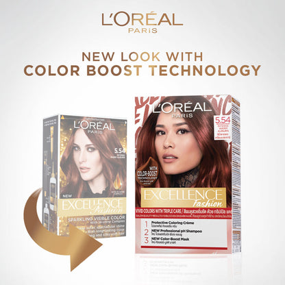 L'Oreal Paris Excellence Fashion Hair Color - Shade 5.54 Intense Warm Auburn