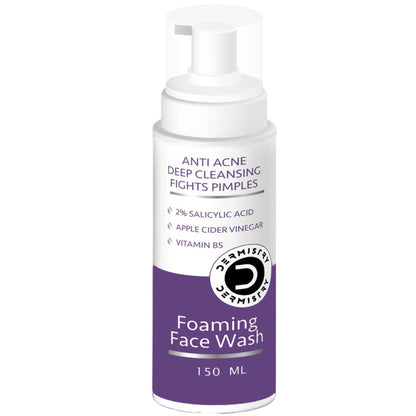 DERMISTRY 2% Salicylic Acid Niacinamide Foaming Face Wash for Oily Acne Prone Skin Open Pore Pimples