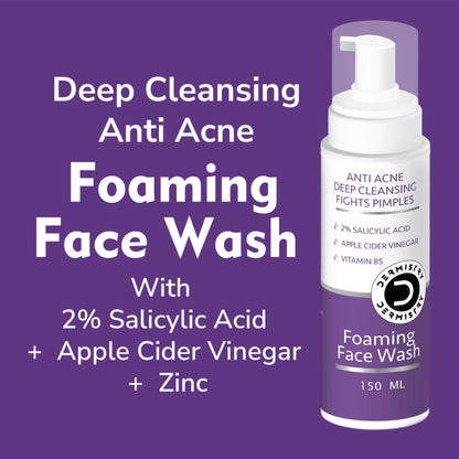 DERMISTRY 2% Salicylic Acid Niacinamide Foaming Face Wash for Oily Acne Prone Skin Open Pore Pimples