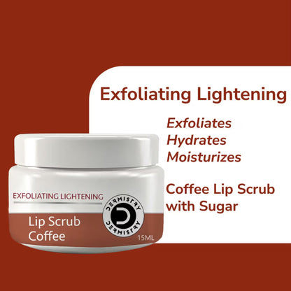 DERMISTRY Coffee Lip Scrub Balm For Lightening Pigmentation Dark Pigmented Dry Chapped Lips