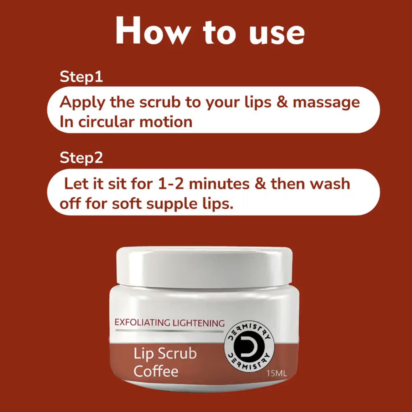 DERMISTRY Coffee Lip Scrub Balm For Lightening Pigmentation Dark Pigmented Dry Chapped Lips