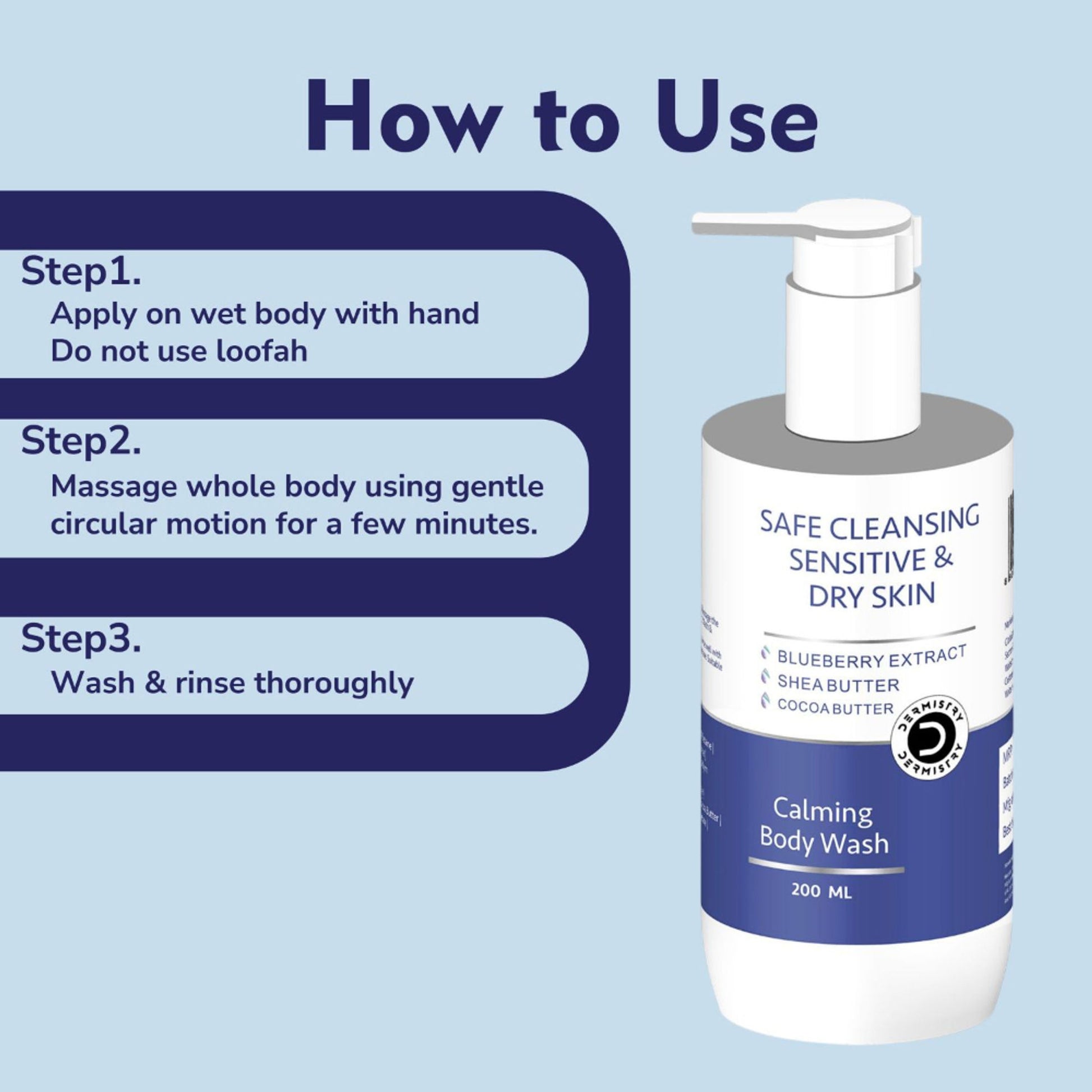 DERMISTRY Sensitive Dry Skin Soap Free Moisturizer Body Wash Sulphate Paraben Free for Men Women