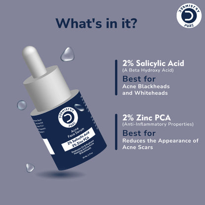 DERMISTRY 2% Salicylic Acid Zinc Face Serum For Oily Acne Prone Skin Open Pores Spots Scars Removal