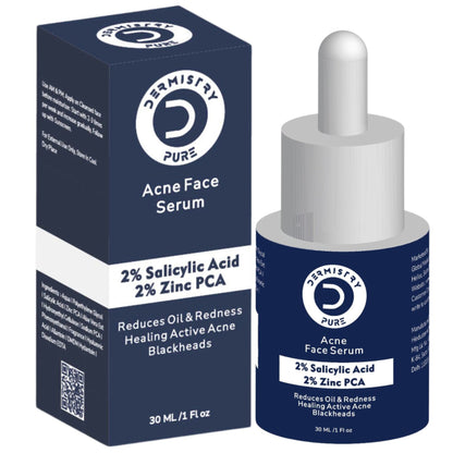 DERMISTRY 2% Salicylic Acid Zinc Face Serum For Oily Acne Prone Skin Open Pores Spots Scars Removal