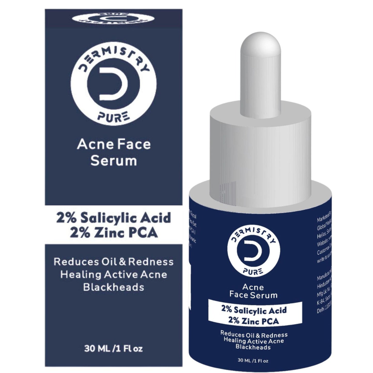 DERMISTRY 2% Salicylic Acid Zinc Face Serum For Oily Acne Prone Skin Open Pores Spots Scars Removal