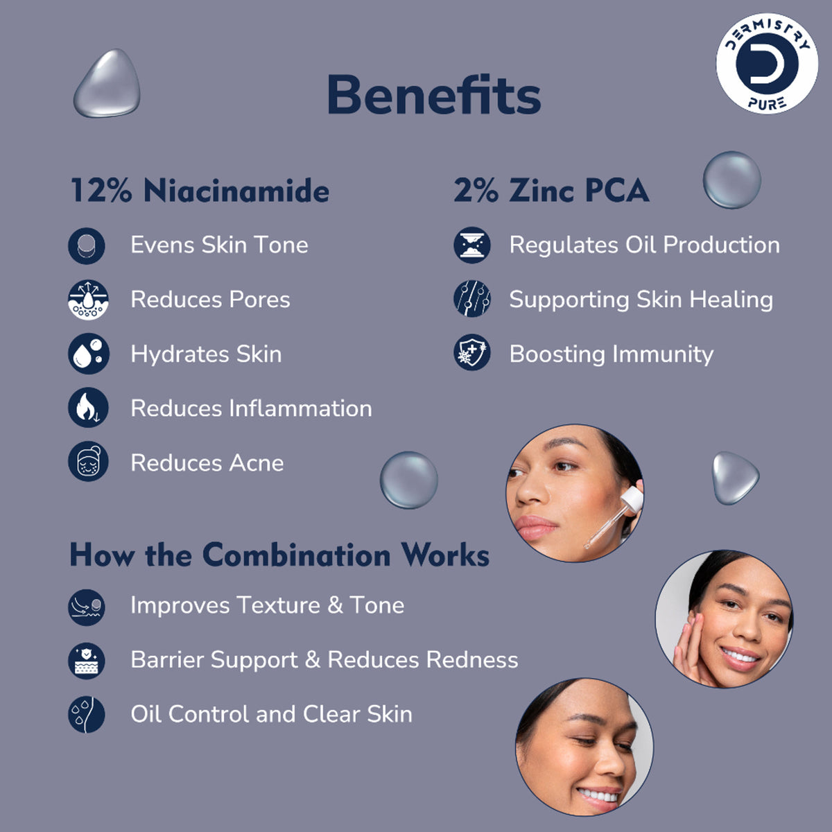 DERMISTRY 12% Niacinamide Zinc oil control face serum for minimizing pores, acne scars, and spot correction.