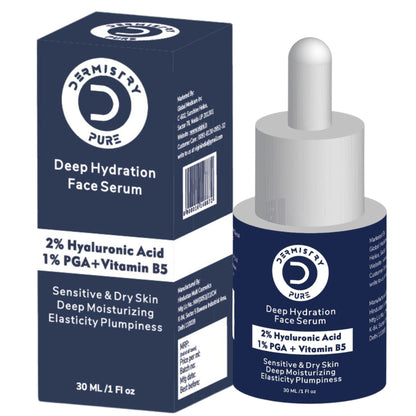 DERMISTRY 2% Hyaluronic Acid 1% PGA Vitamin B5 Moisturizer Face Serum For Sensitive Dry & Oily Skin
