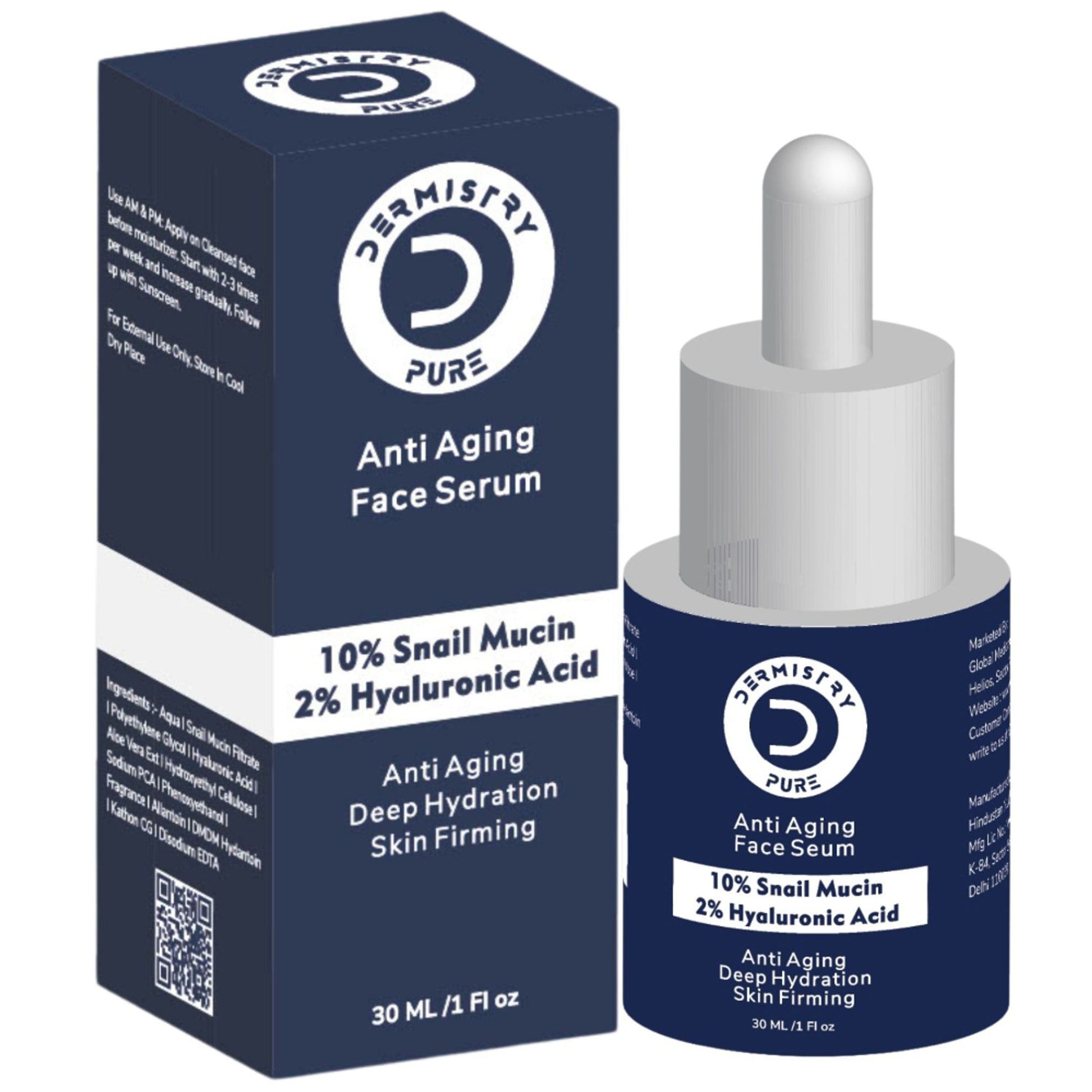 DERMISTRY Snail Mucin 96 Peptide Anti Ageing Day Night Face Serum For Skin Tightening Aging Wrinkles