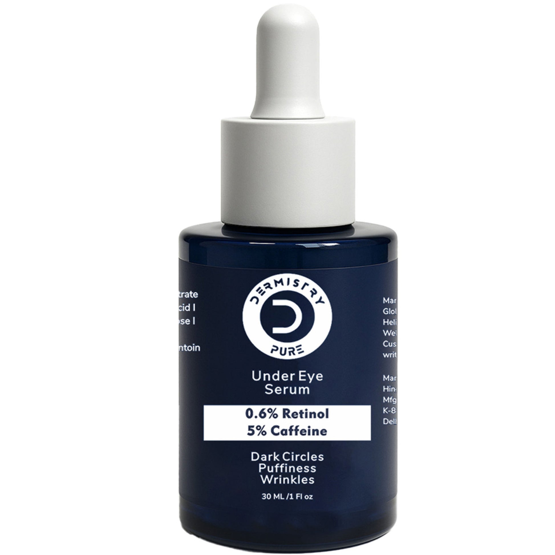 DERMISTRY 0.6% Retinol Caffeine Under Eye Cream Serum for Dark Circles Puffiness Wrinkles Puffy Eyes
