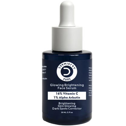 Dermistry Vitamin C 16% and Alpha Face Serum for dark spots, dull skin, and glowing, fair skin.