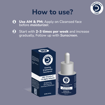 DERMISTRY 10% Vitamin C Alpha Arbutin Glowing Skin Face Serum for Brightening Lightening Whitening