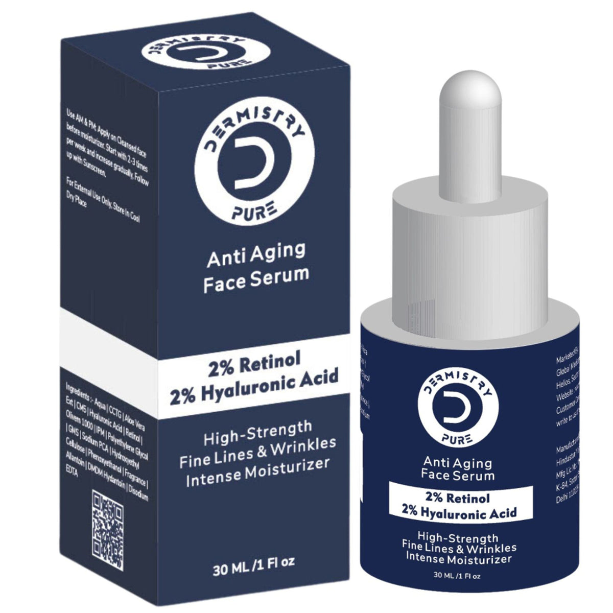 Dermistry 2% Retinol hyaluronic anti-aging night face cream with dark circles and wrinkle treatment, visible in the jar.