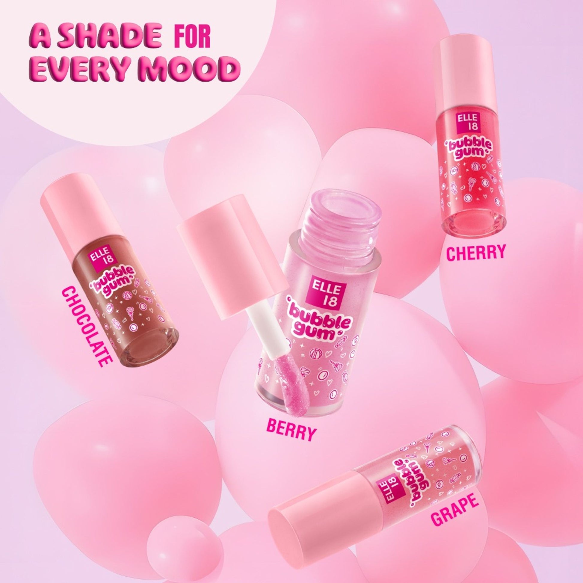 Elle 18 Bubblegum Lip Jelly, Lip Gloss - Cherry