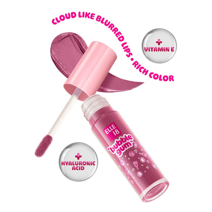 Elle 18 Bubblegum Lip Cloud liquid lipstick in Mauve Mood, creamy mauve lip color in a sleek applicator tube.