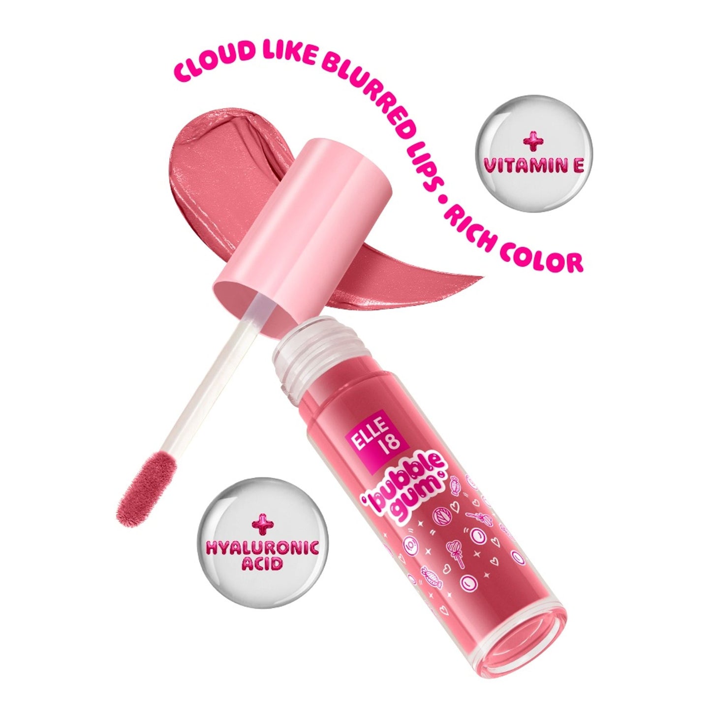 Elle 18 Bubblegum Lip Cloud, Liquid Lipstick - Pink Floss