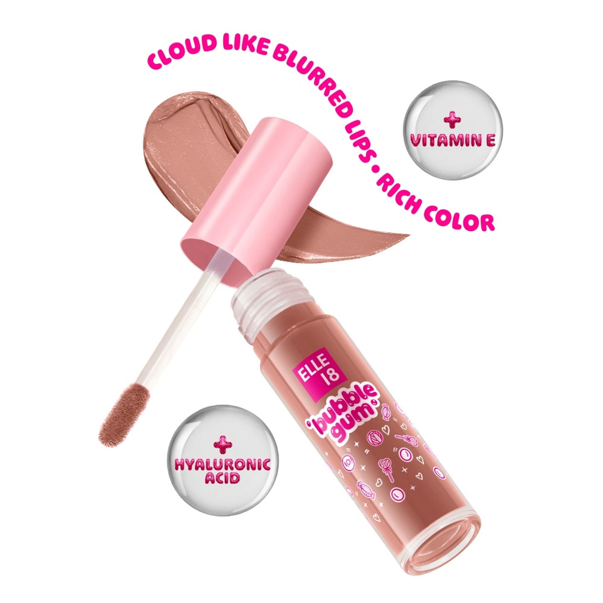 Elle 18 Bubblegum Lip Cloud, Liquid Lipstick - Nude Candy